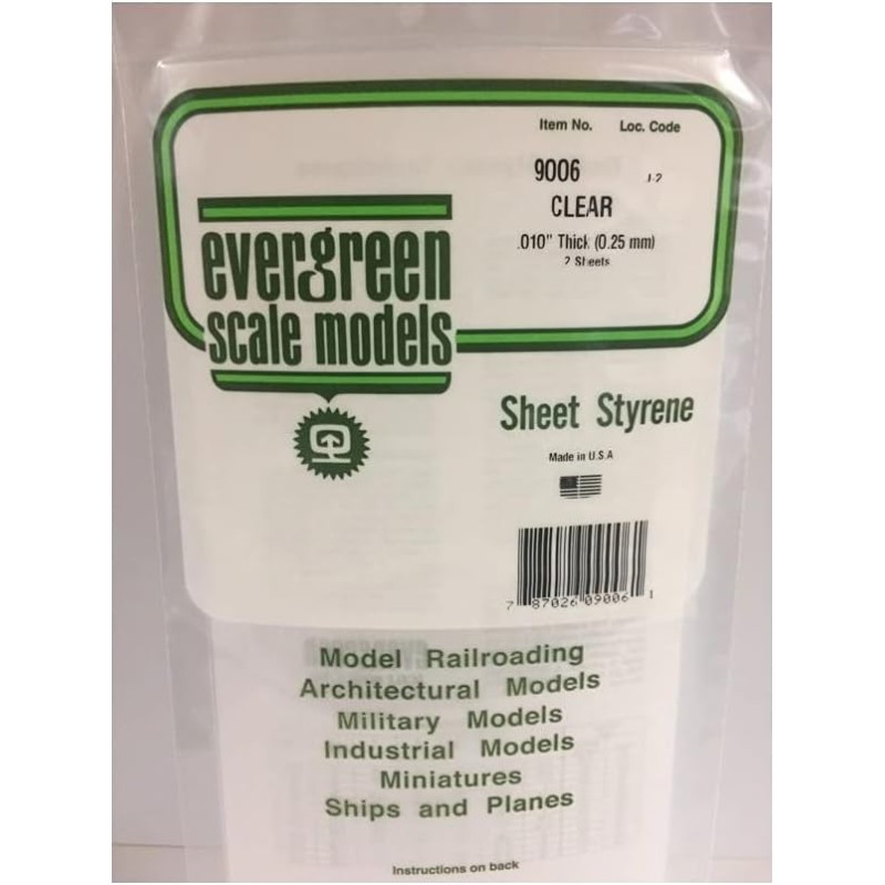 Evergreen EG9006 – Plaques transparentes 0,25 mm (lot de 2)