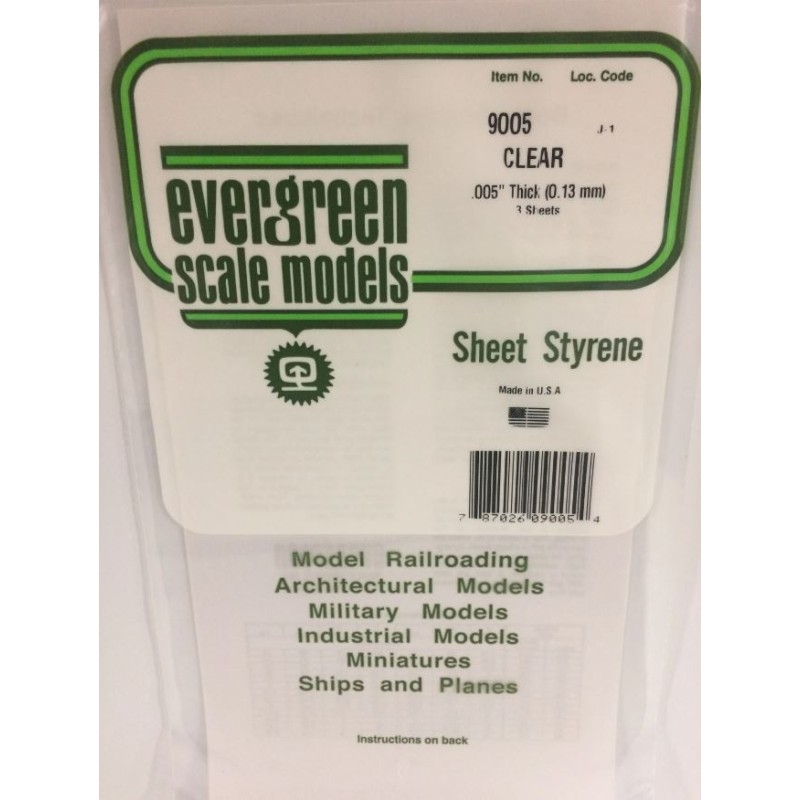 Evergreen EG9005 – Plaques transparentes 0,125 mm (lot de 4)