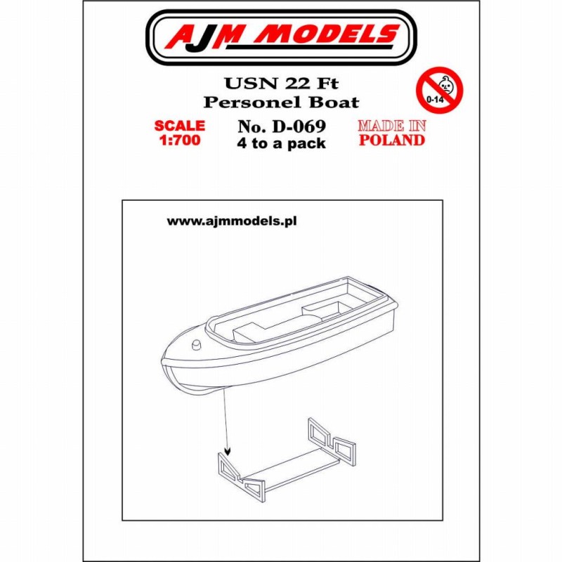 AJM Models - D069 - Bateau Personnel USN 22 Pieds 1:700