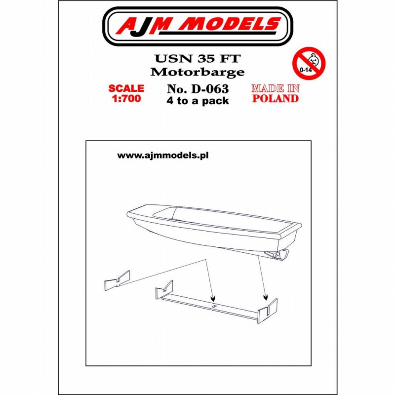 AJM Models - D063 - Barge À Moteur USN 35 Ft 1:700