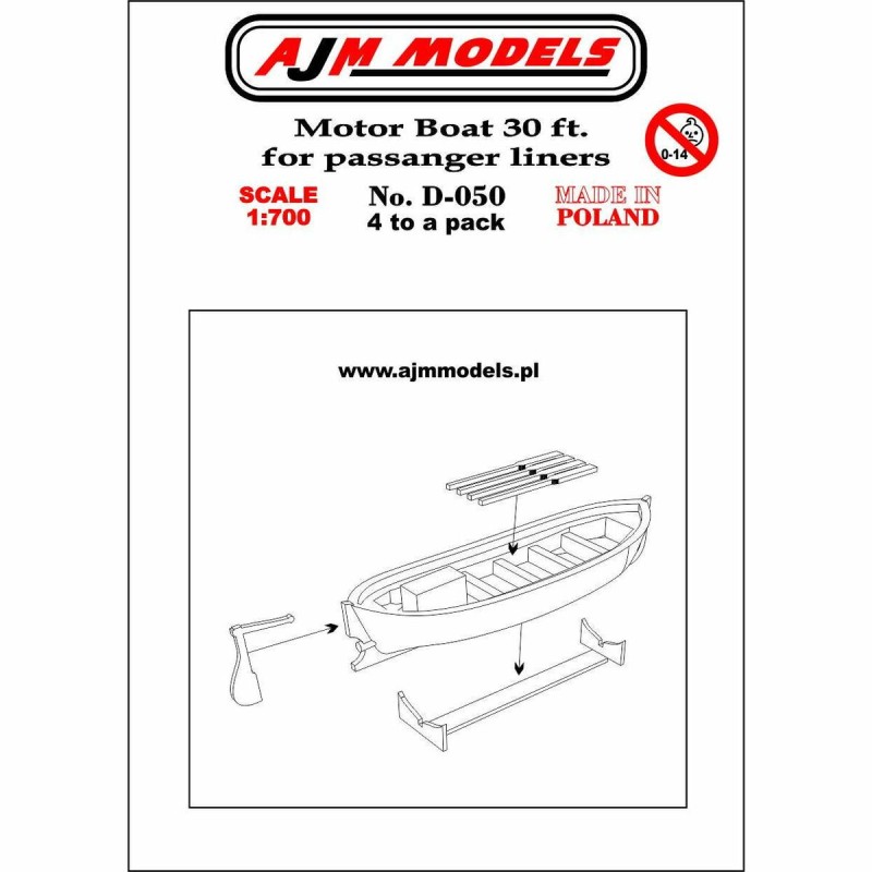 AJM Models - D050 - Bateau À Moteur 30 Pieds Pour Les Paquebots 1:700