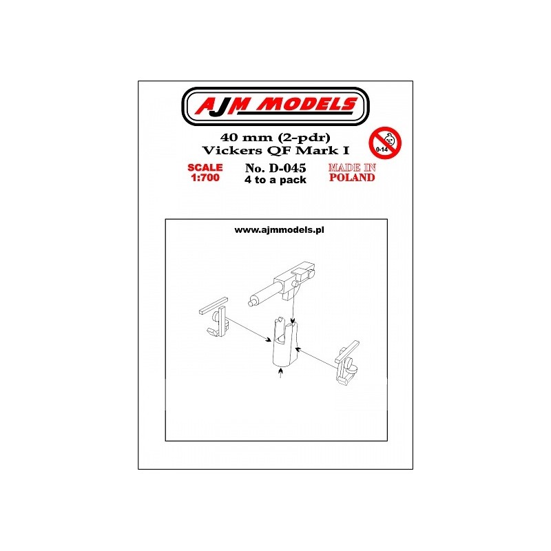 AJM Models - D045 - 40 Mm (2 Pdr) Vickers Qf Mark I 1:700