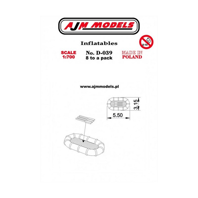 AJM Models - D039 - Radeau De Survie (5,5x3,15mm) 1:700