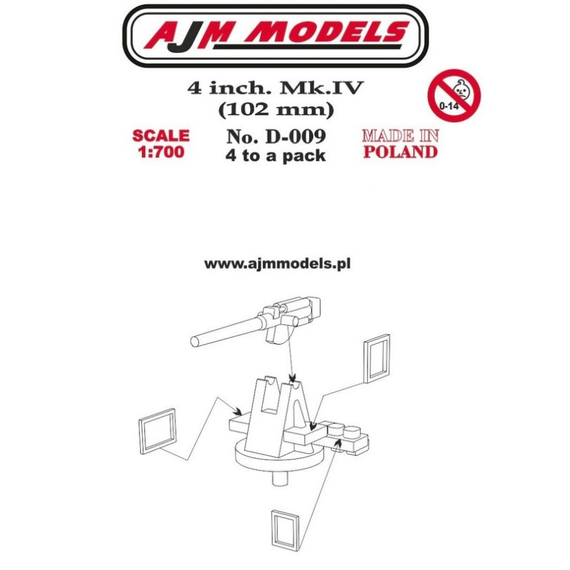 AJM Models - D009 - 4 Pouces. Mk Iv (102 Mm) 1:700