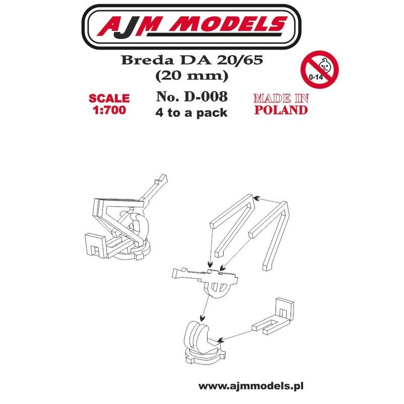 AJM Models - D008 - Breda Da 20/65 (20 Mm) 1:700