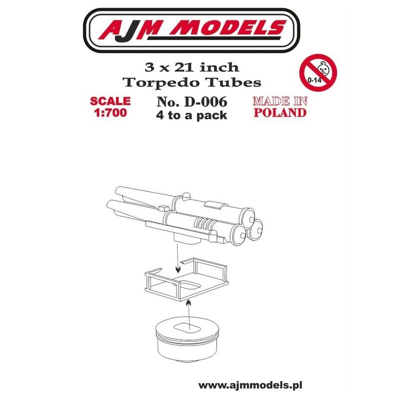 AJM Models - D006 - 3x21 Pouces, Tubes Lance-torpilles 1:700