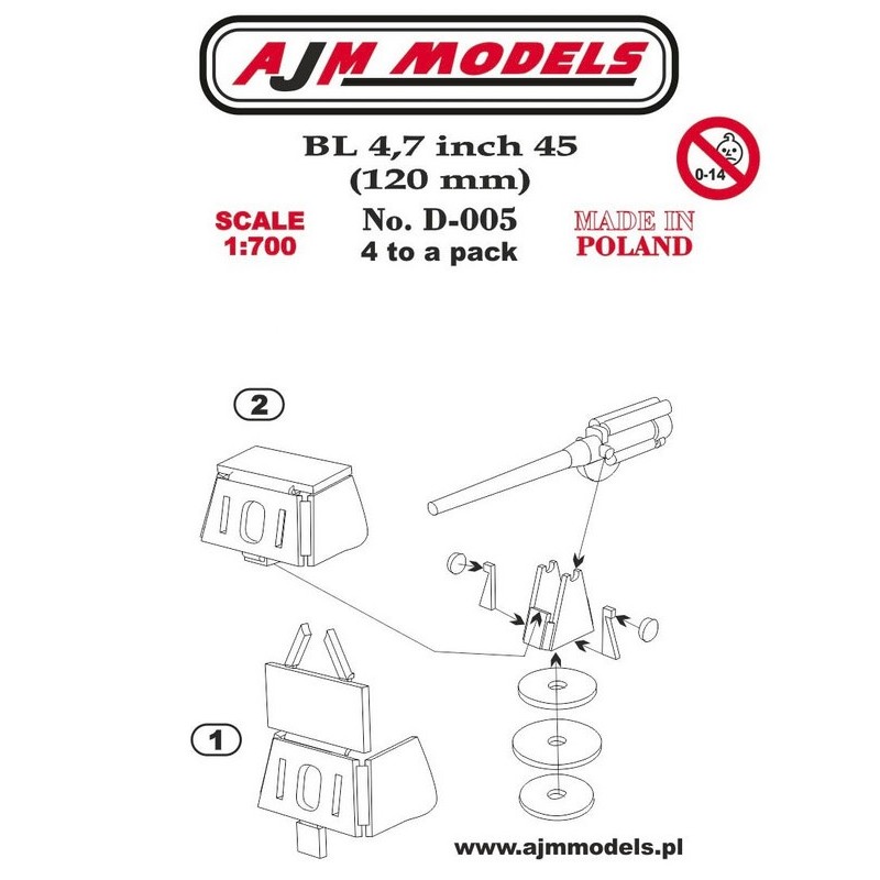 AJM Models - D005 - Bl 4,7 Pouces 45 (120 Mm) 1:700