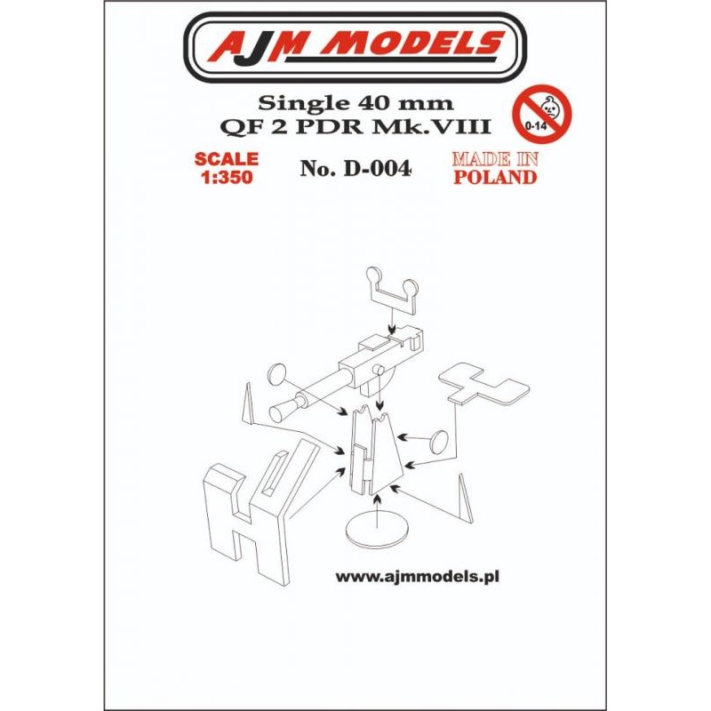 AJM Models - D004 - Simple 40 Mm Qf 2 Pdr Mk. VIII 1:350