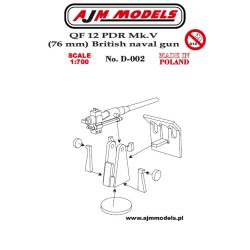 AJM Models - D002 - Qf 12 Pdr Mk.v (76 Mm) Canon Naval Britannique 1:700