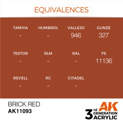 Ak Interactive Ak11093 Peinture Acrylique 3g Rouge brique 17ml