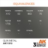 Ak Interactive Ak11212 Peinture Acrylique 3g Gun metal 17ml