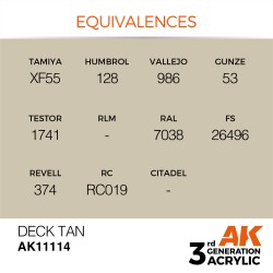 Ak Interactive Ak11114 Peinture Acrylique 3g Deck tan 17ml