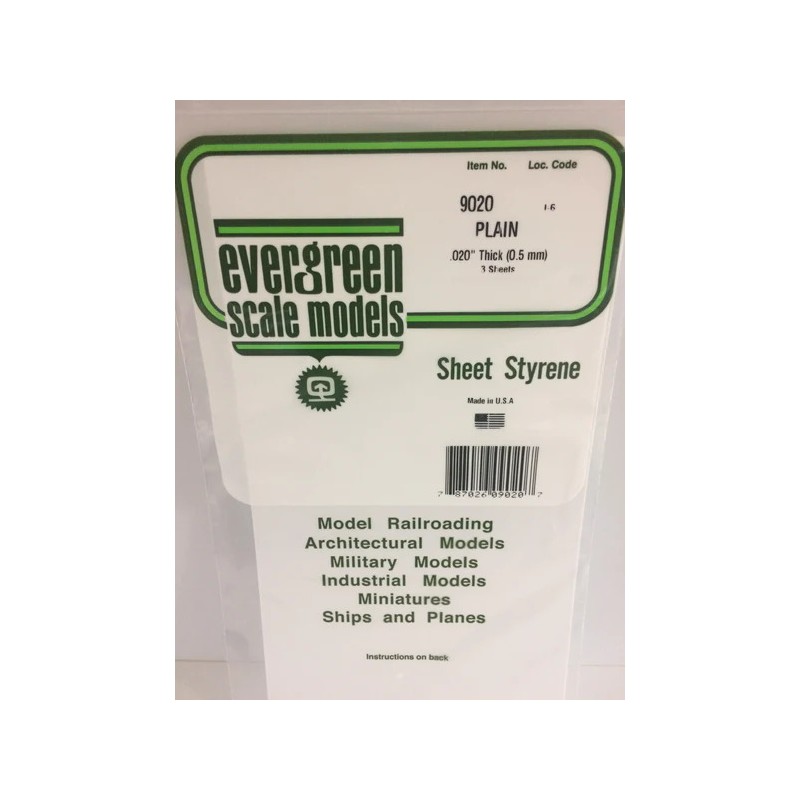 Evergreen EG9020 – Plaques blanches 0,5 mm (lot de 3)