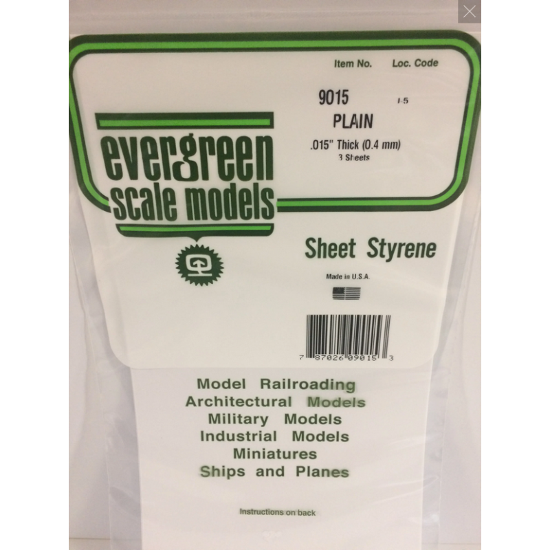Evergreen EG9015 – Plaques blanches 0,38 mm (lot de 4)