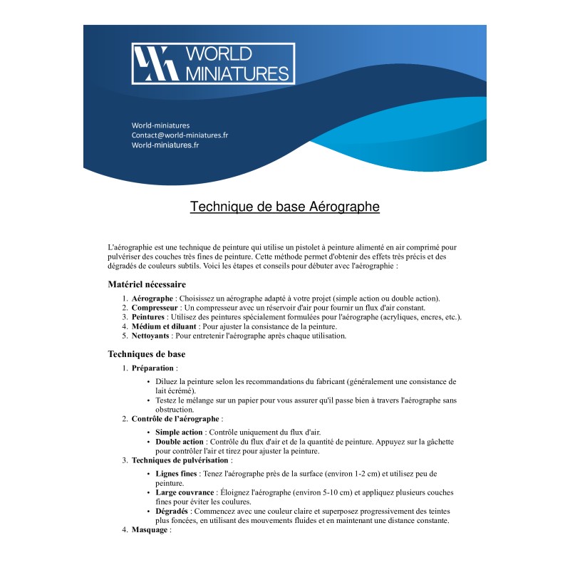 Turoriel N°12 : Technique de base de l'aérographe