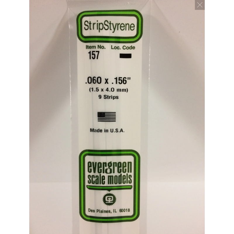 Evergreen EG157 – Bande de polystyrène blanc opaque 0,060" x 0,156"