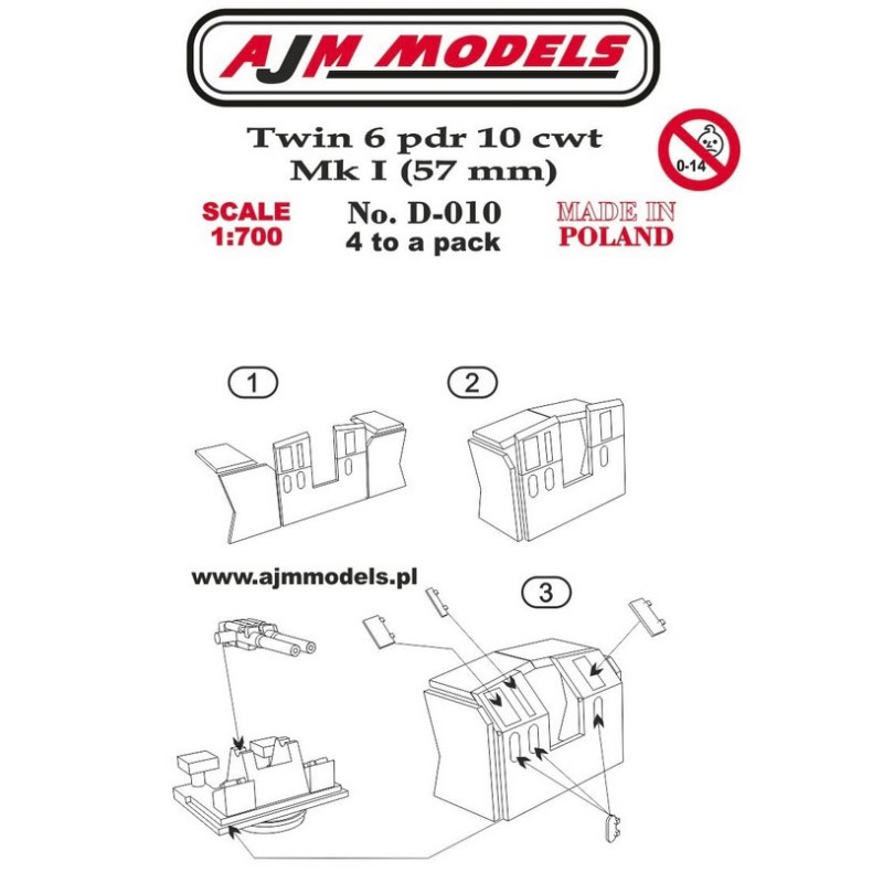 AJM models	D010	Twin 6 Pdr 10 Cwt MKI (57mm) 1:700