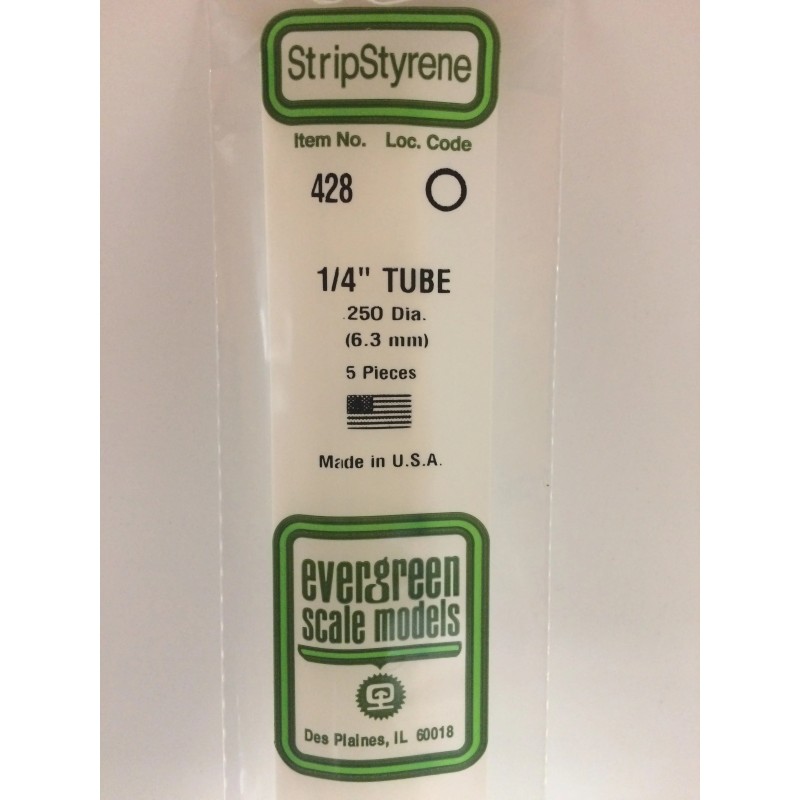 Evergreen EG428 – Tube en polystyrène blanc opaque Ø 6,3 mm (60 cm)