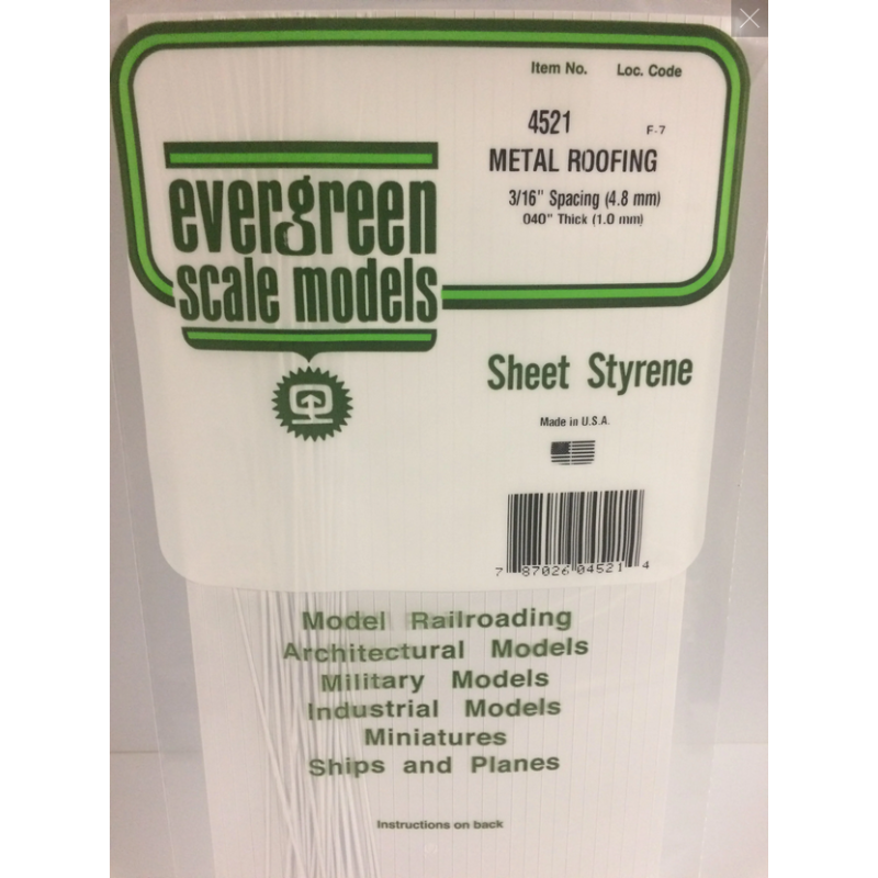 Evergreen EG4521 – Plaque de toiture en polystyrène blanc opaque (épaisseur 1 mm, espacement 4,8 mm)