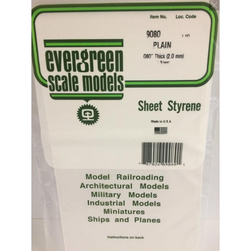 Evergreen EG9080 – Plaque blanche 2 mm (1 pièce)