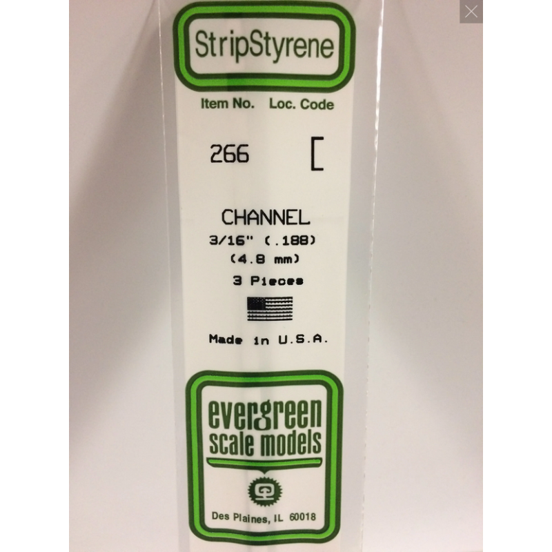 Evergreen EG266 – Canal en polystyrène blanc opaque Ø 4,8 mm (0.188")
