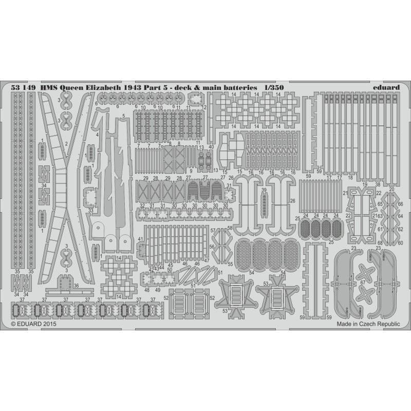 Eduard	53149	HMS Queen Elizabeth 1943 PT5 Deck et main batteries 1:350 (Trumpeter)