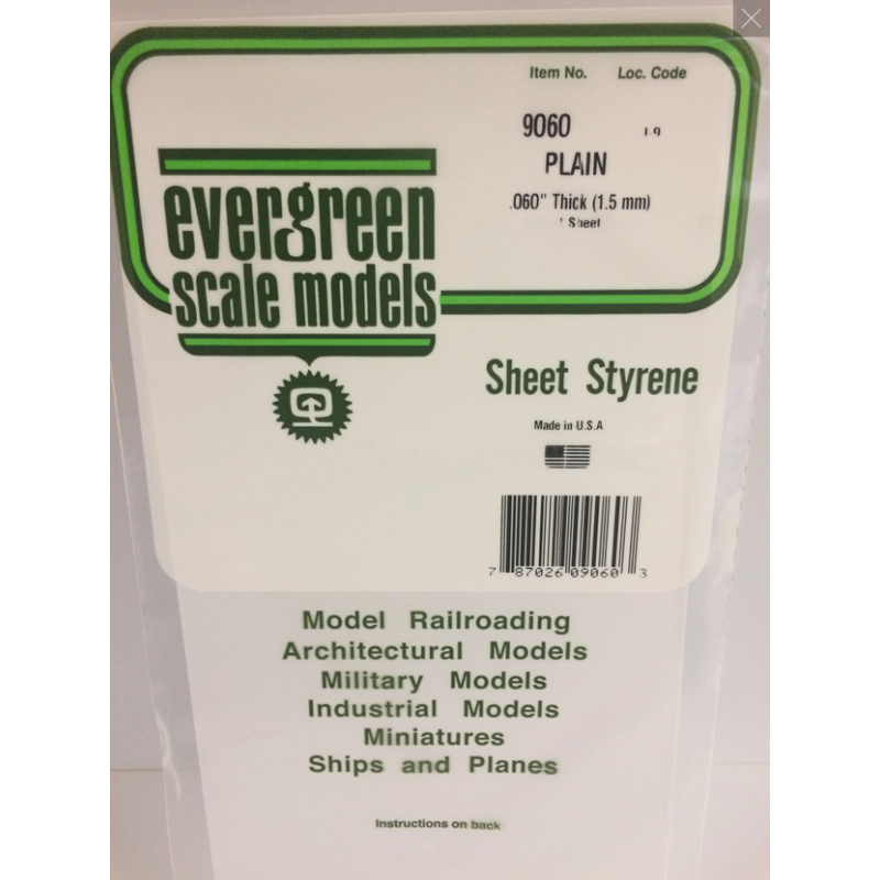 Evergreen EG9060 – Feuille en polystyrène blanc opaque unie 0,060" (1,5 mm)