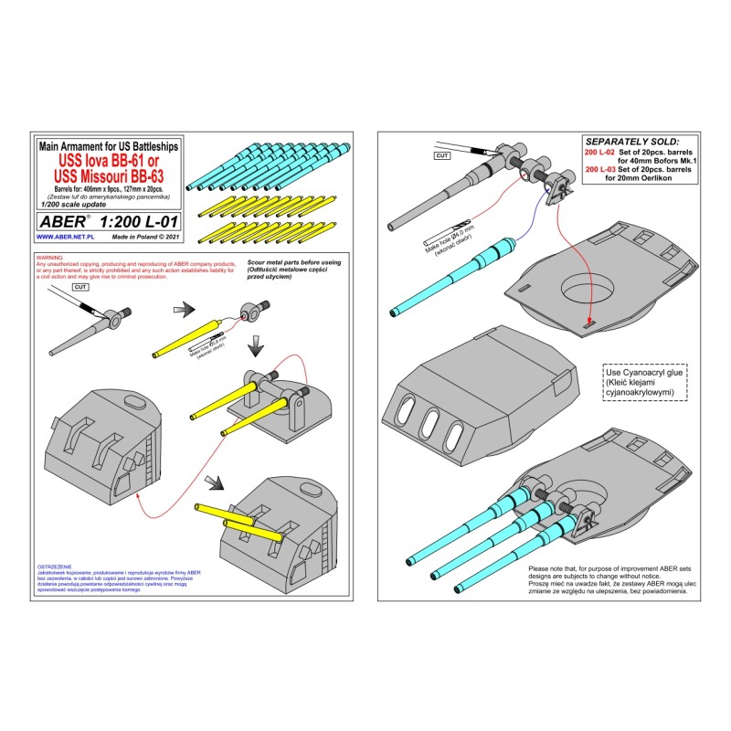 Aber S 1:200 L-01 – Armement US pour Cuirassés Iowa/Missouri