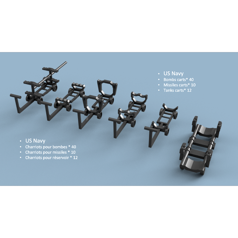 cLarsenal 3D 700 200 1:700 Assortment of US Navy charriots x62 - 3D printed