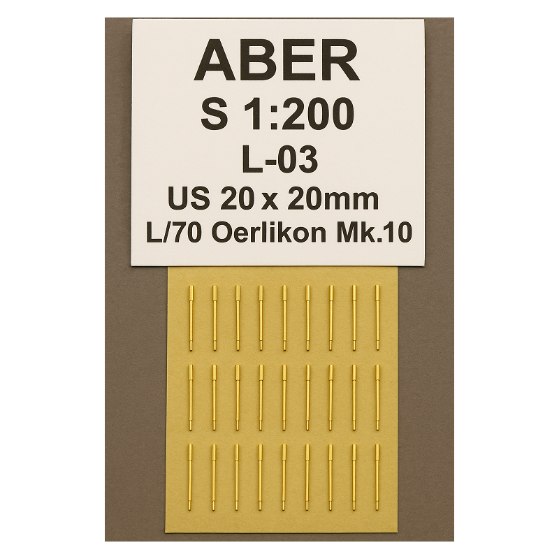 Aber S 1:200 L-03 US 20 canons 20 mm L/70 Oerlikon Mk.10