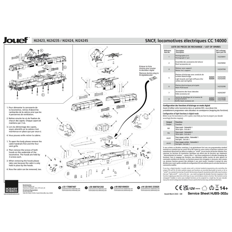 Jouef HO CC14000 - HJ2423 - 07  - Accéssoires des Faces latérales