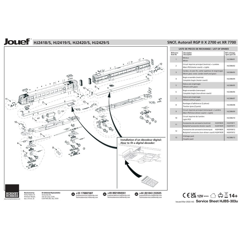 Jouef HO RGP X et XR – HJ2418-11 – Accessoires pour Carrosserie Motrice