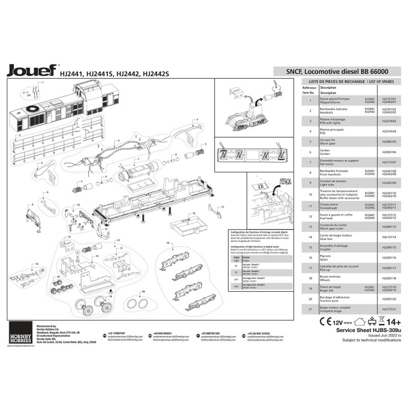 Jouef HO BB66000 – HJ2442-10 – Traverse de tamponnement avec accessoires et tampons