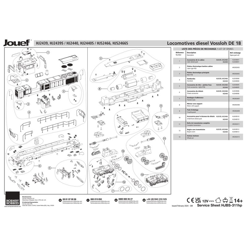 Jouef HO DE18 – HJ2439-06 – Accessoires de châssis