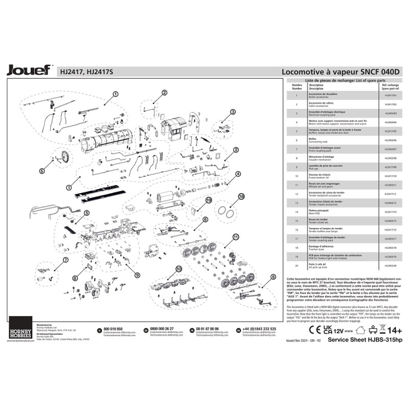 Jouef HO 040D – HJ2417-12 – Accessoires de caisse de tender