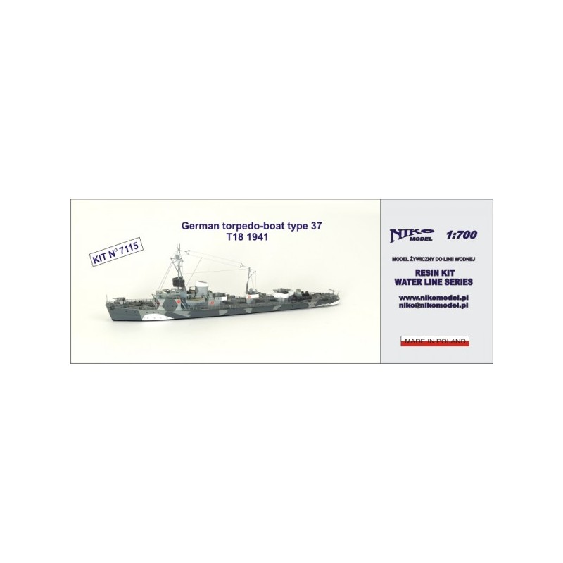NikoModel 7115 – German Torpedo-Boat Type 37 T18 1941(1/700) – Maquette Résine
