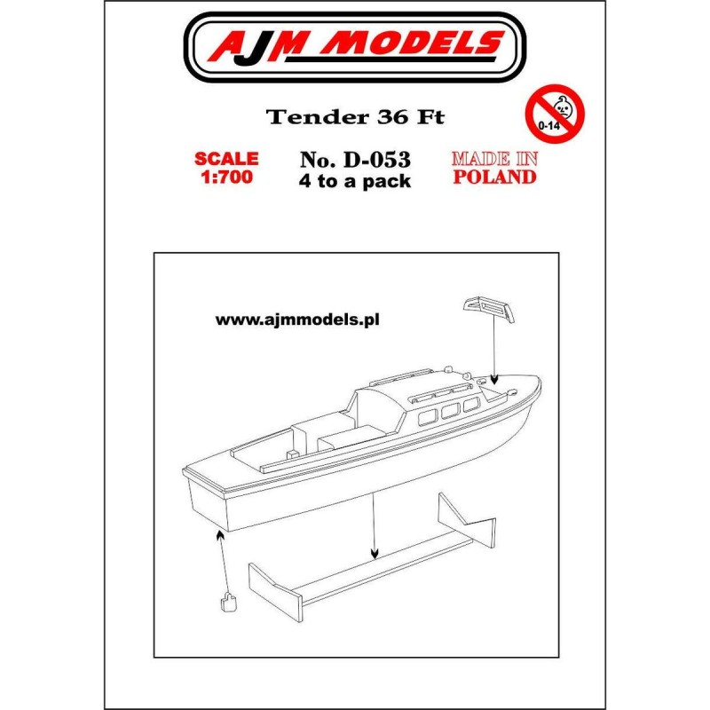 AJM Models D053 – Bateau annexe 36 pieds – 1/700