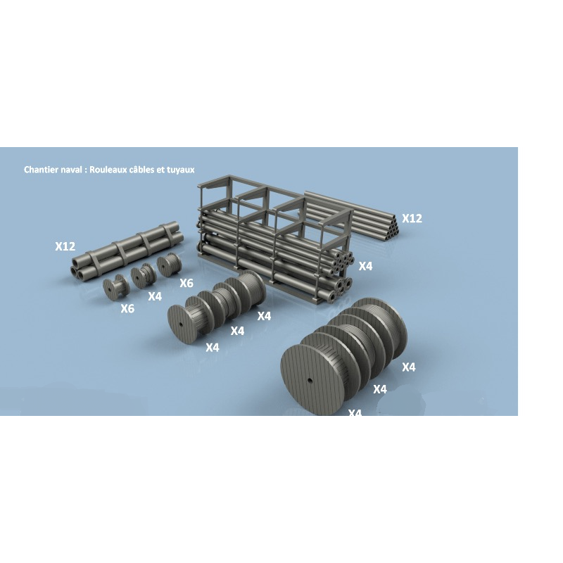 L’Arsenal 3D350-603 – Chantier naval Rouleaux cables et tuyaux  (1/350, impression 3D)