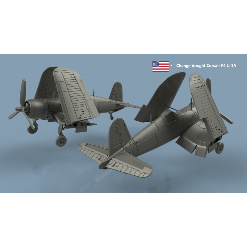 L’Arsenal 3D700-300 – Change Vought Corsair F4U-7, ailes pliées x5 (1/700, impression 3D)