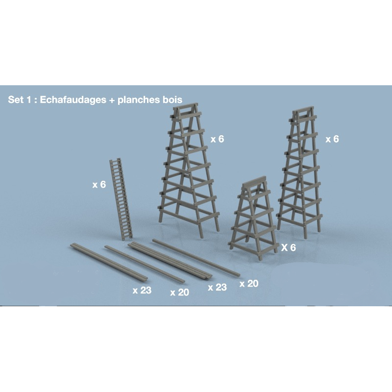 L’Arsenal 3D700-592 – Echafaudages et planches de bois (1/700, impression 3D)