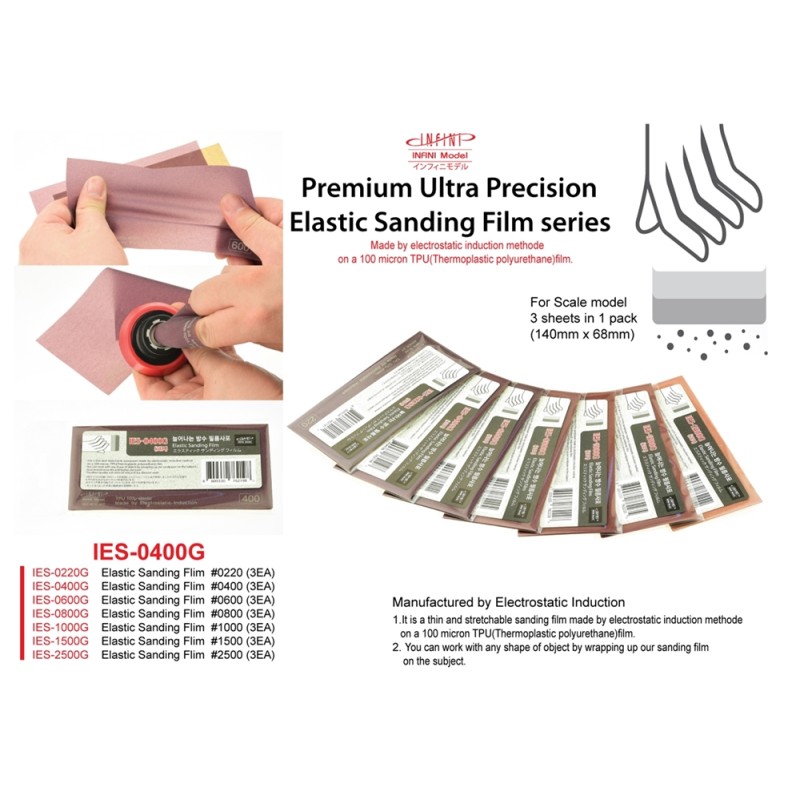 Infini Model	IES-0220G	Infini Model IES-0220G – Film de ponçage élastique 220 (3EA)