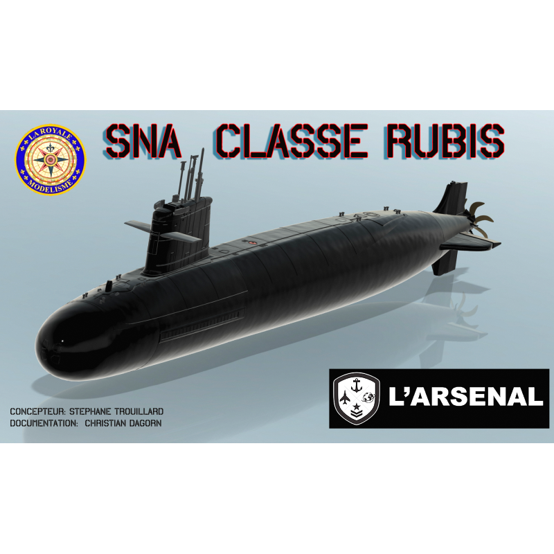 L’Arsenal 400-23 LISSE – Sous-marin nucléaire d’attaque classe Rubis (version lisse, 1/400, impression 3D)