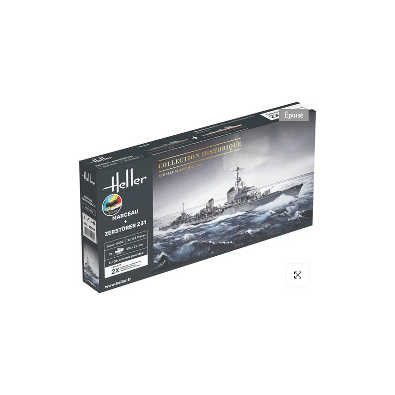 Heller	55009	 Kit De Démarrage Marceau + Zerstorer Z31 Twinset 1:400