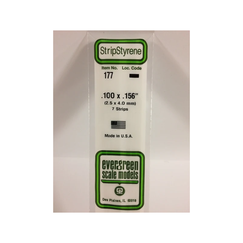 Evergreen EG177 – Bande de polystyrène blanc opaque de 0,100" x 0,156"