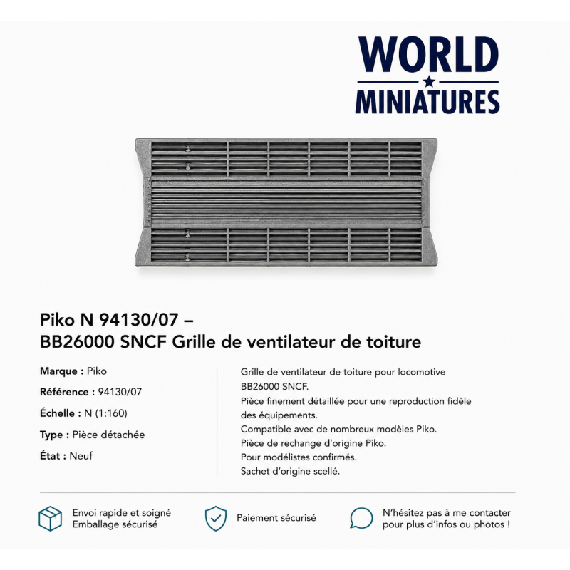 Piko N 94130/07 – BB26000 SNCF Grille de ventilateur de toiture