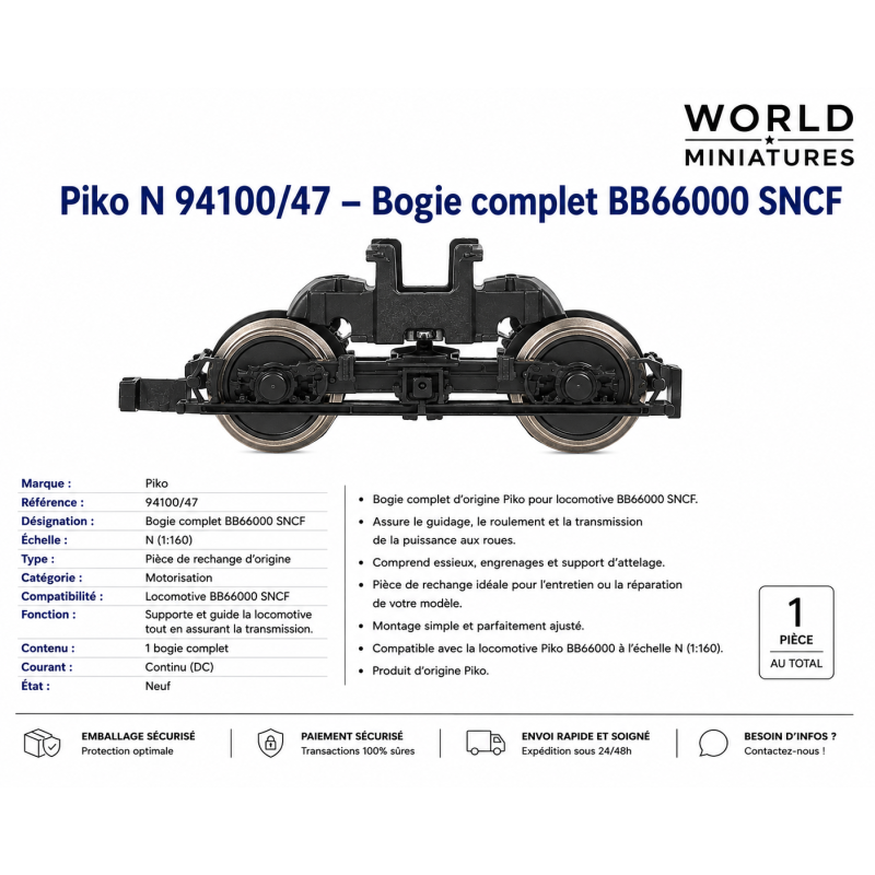 Piko N 94100/47 – Bogie complet BB66000 SNCF – Modélisme Ferroviaire