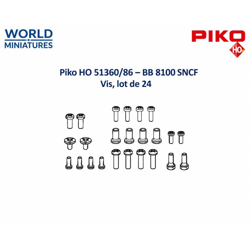 Piko HO 51360/86 – BB 8100 SNCF  Vis, lot de 24