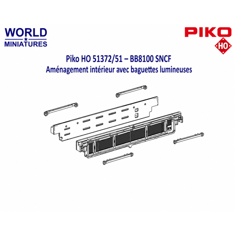 Piko HO 51372/51 – BB8100 SNCF Aménagement intérieur avec baguettes lumineuses