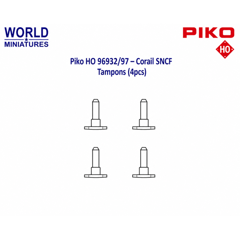 Piko HO 96932/97 – Corail SNCF Tampons (4pcs)