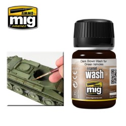 AMMO MIG 1005 – Lavis Brun Foncé pour Véhicules Verts – 35 ml
